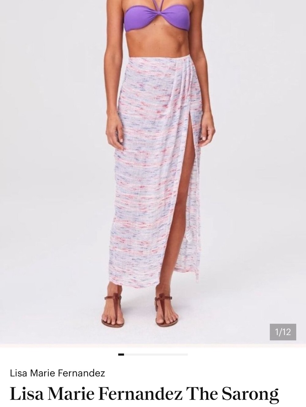 Lisa Marie Fernandez Pastel Multicolor Midi Sarong Skirt with High Side Slit